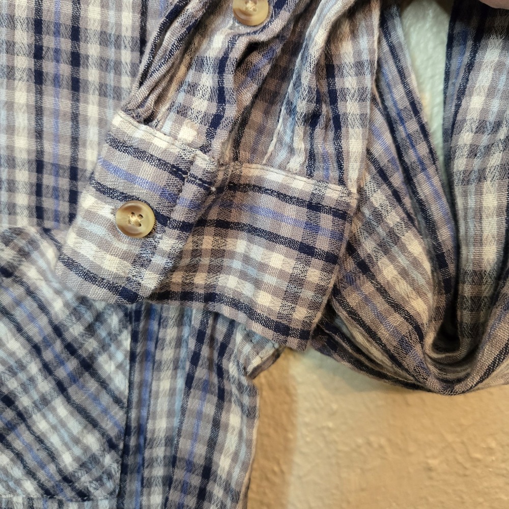 Lucky Brand Womens Small Tiny Plaid Blue Button Up Long Sleeve Pockets‎ Cowgirl - Picture 4 of 13